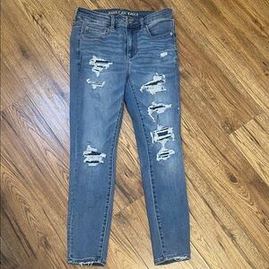 American Eagle Outfitters Women's Ripped Blue Skinny Jeans